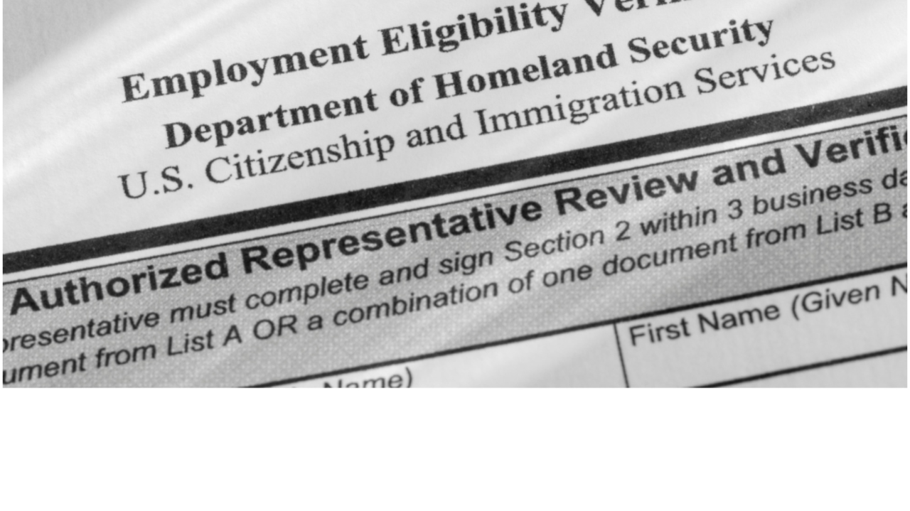 Close-up of an employment eligibility verification form